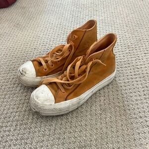 Converse Orange and White High-Top Sneakers